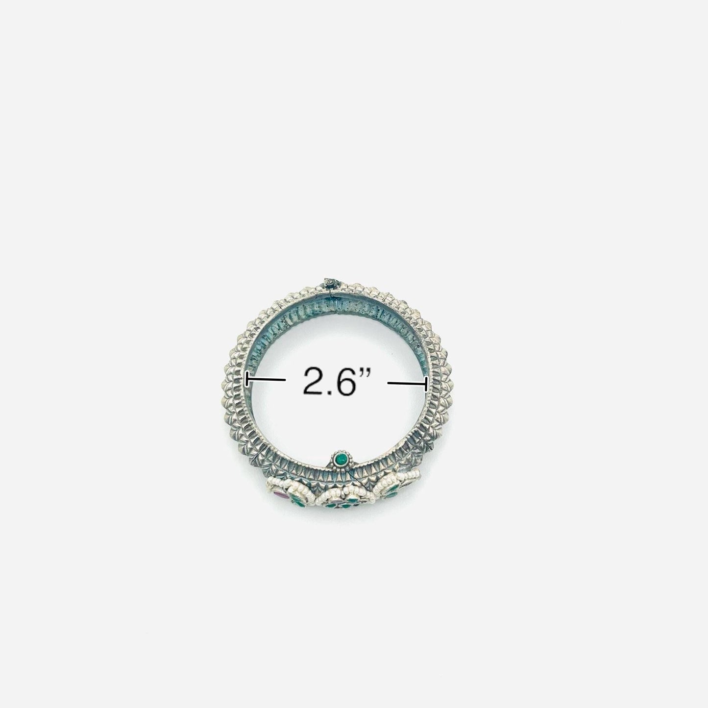 Jewelry ring with measurement label on a white background