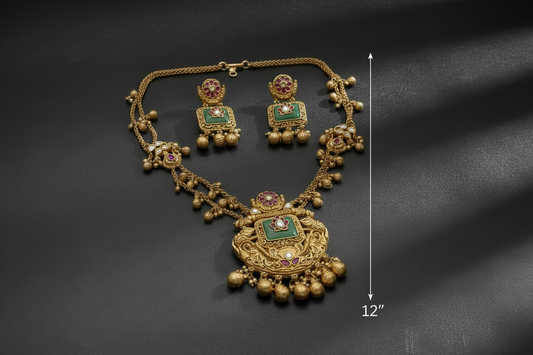 Antique Temple Necklace Set Indian traditional jewelry