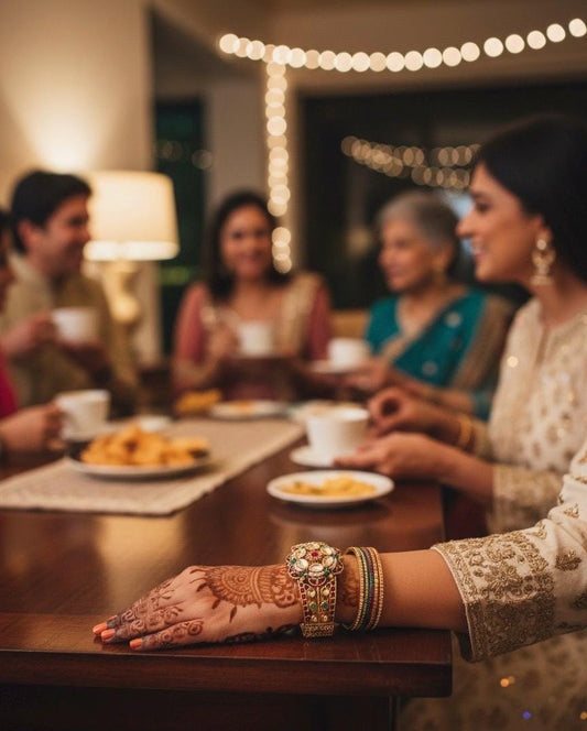 Kundan Heritage Look Cuff Bracelet with Polki Stones, masterpiece of artwork