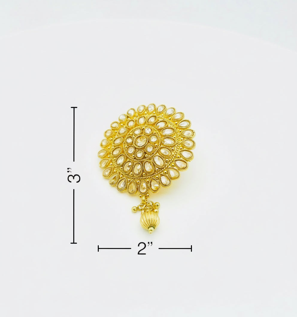 Kundan Sunburst Hair Brooch - Indian Bridal Hair Pin Accessory