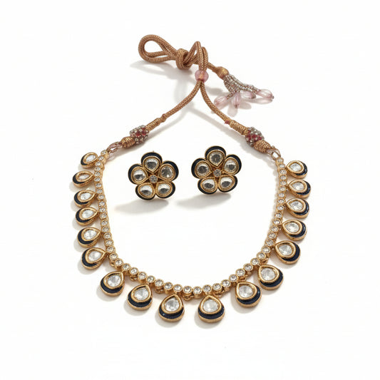 Jewelry set with necklace and earrings on a white background