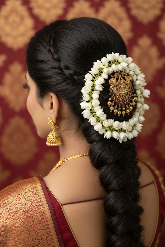 Lakshmi Temple Brooch hair pin Set 3 Piece Antique Gold Kundan Hair Pins