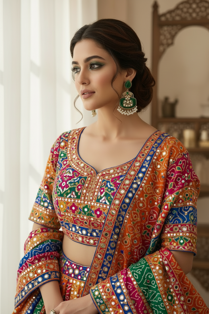 Emerald Green Temple Earrings with Pearl Fringe - Antique Gold Kundan Chandbali