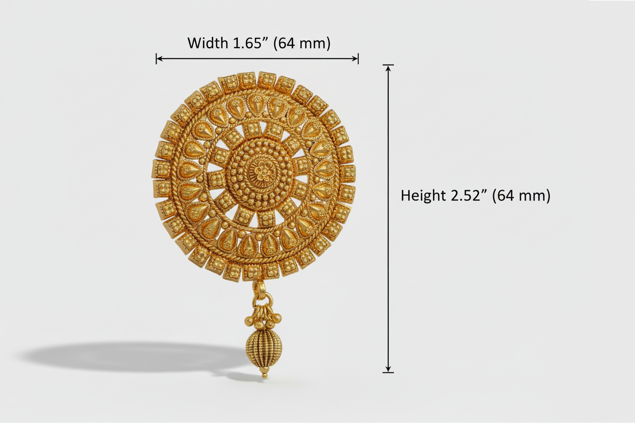 Gold plated hair brooch decorative on a light gray background
