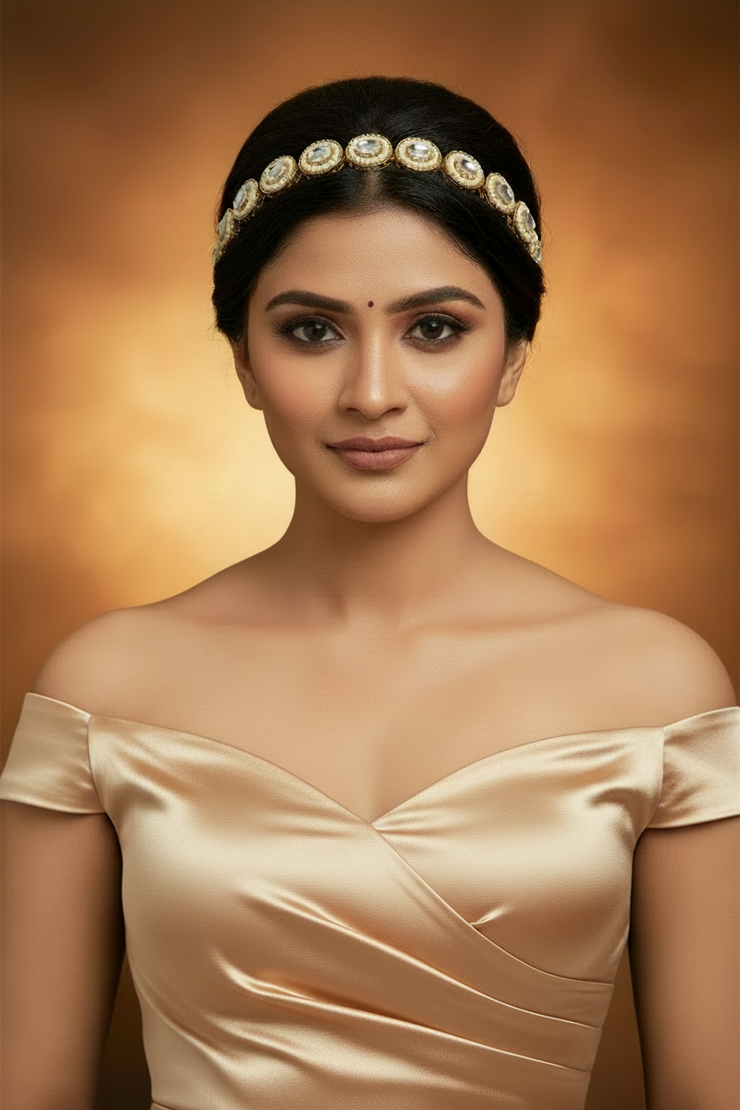 Indo Western Classic Hair Band Mehndi Gold Tone Plating Handcrafted Headband