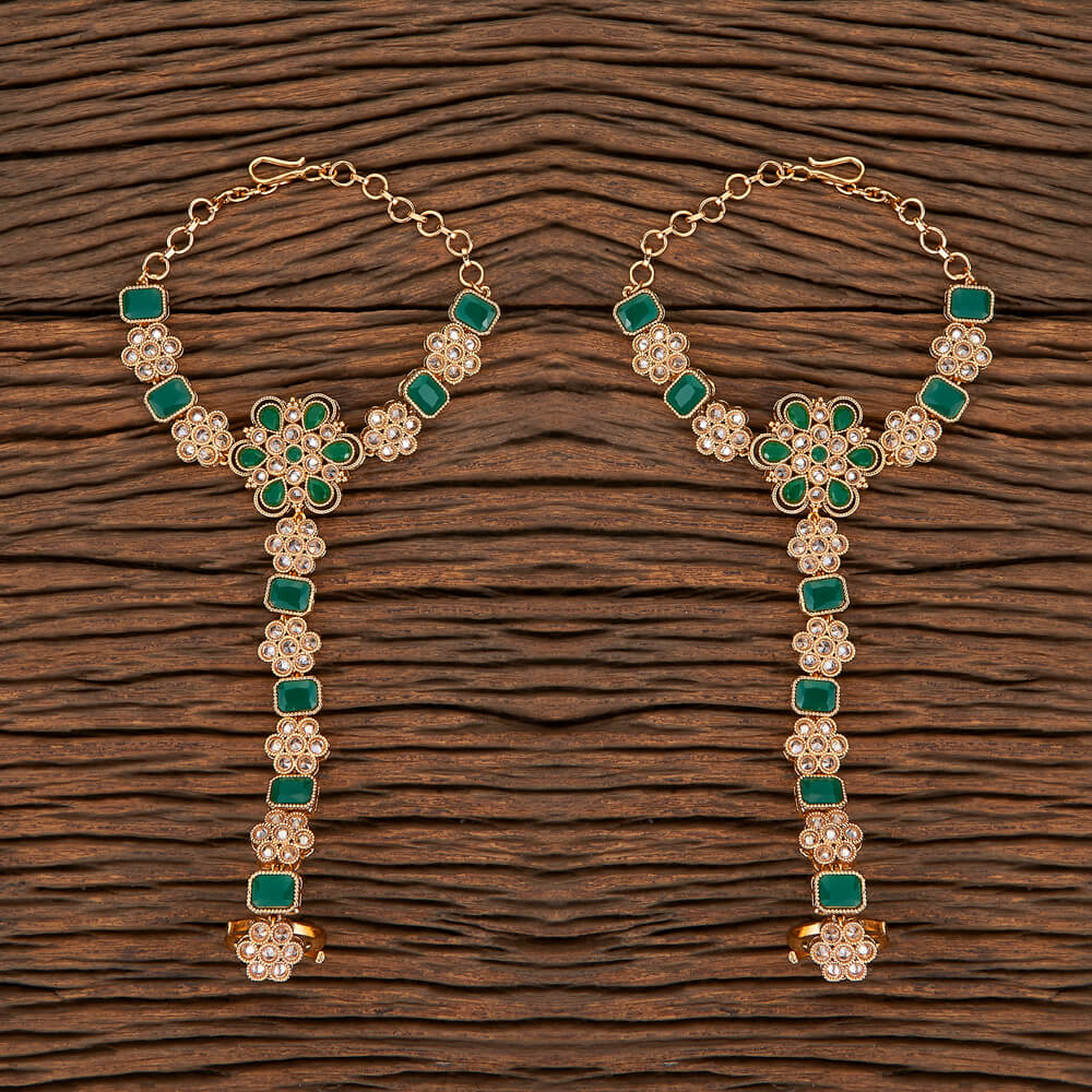 Antique Hath Phool Gold Tone Plating Adjustable Hand Chain 1 Pair