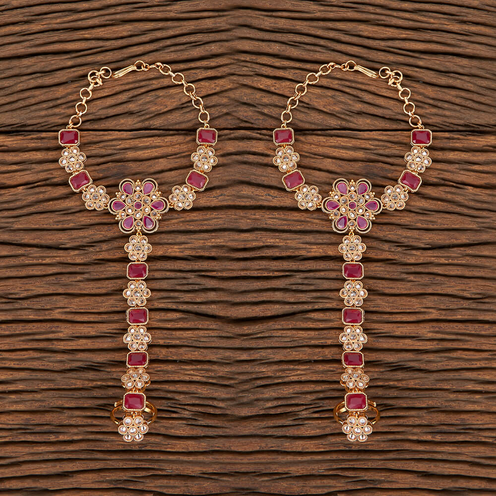 Antique Hath Phool Gold Tone Plating Adjustable Hand Chain 1 Pair