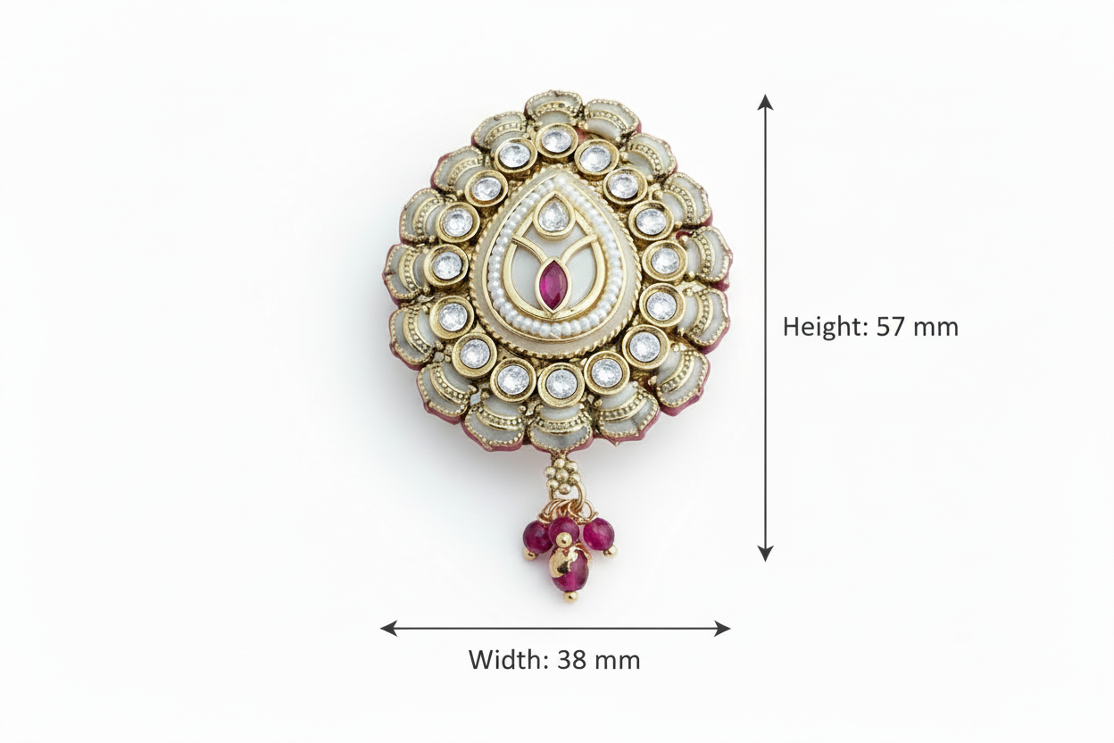 Decorative brooch with gemstones on a white background