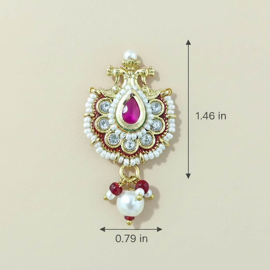 Antique Nose Nath | Gold Plated Moti | Traditional Indian Bridal Jewelry