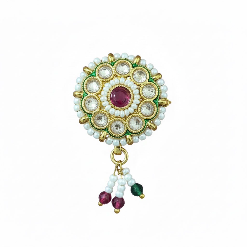 Antique Nose Nath Gold Plated Moti Traditional Indian Bridal Jewelry