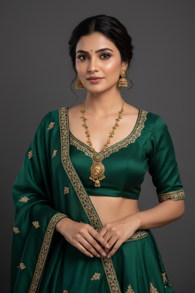 Antique Kundan Pendant Set – Matte Gold Plating | Indian Heritage
