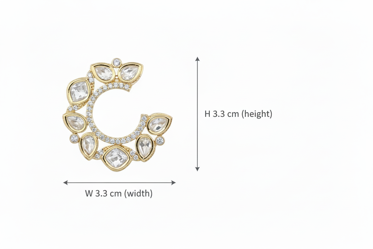 Kundan Polki Mixed Cut Open Hoop Earrings Carat Gold Plating