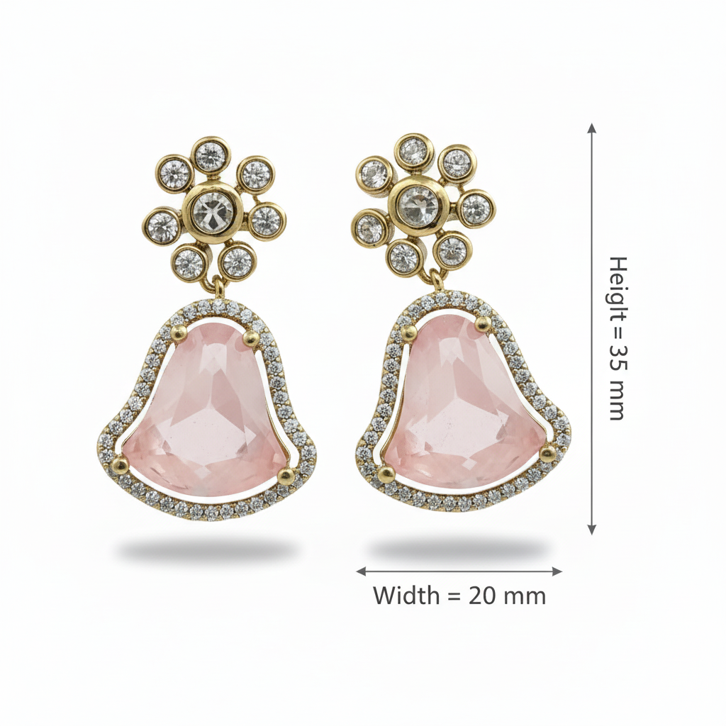 Kundan Classic Flower Top Bell Drop Earrings Mehndi Gold with Color Stone Halo