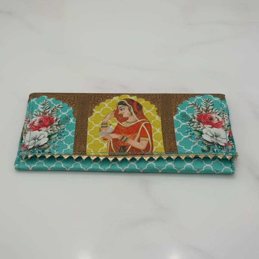 Decorative gift envolope with vintage-style design on a white background