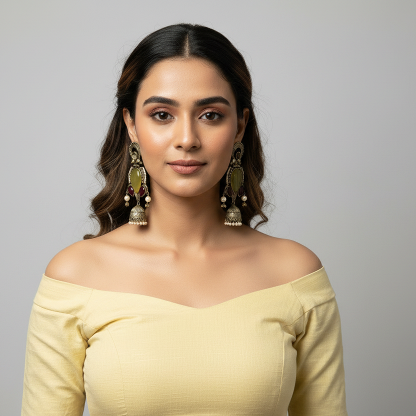 girl wearing yellow earrnings 