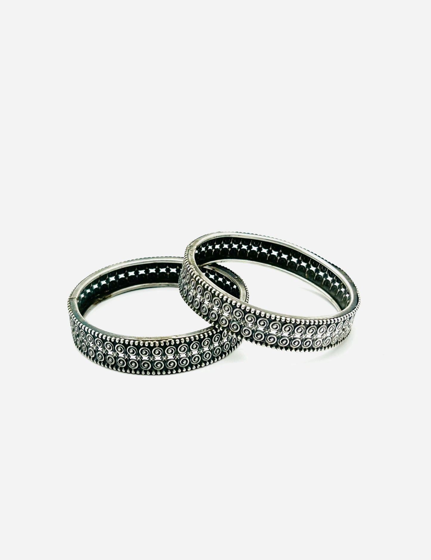 German sliver Oxidized Bangles Set of 2 Traditional Indian bracelets