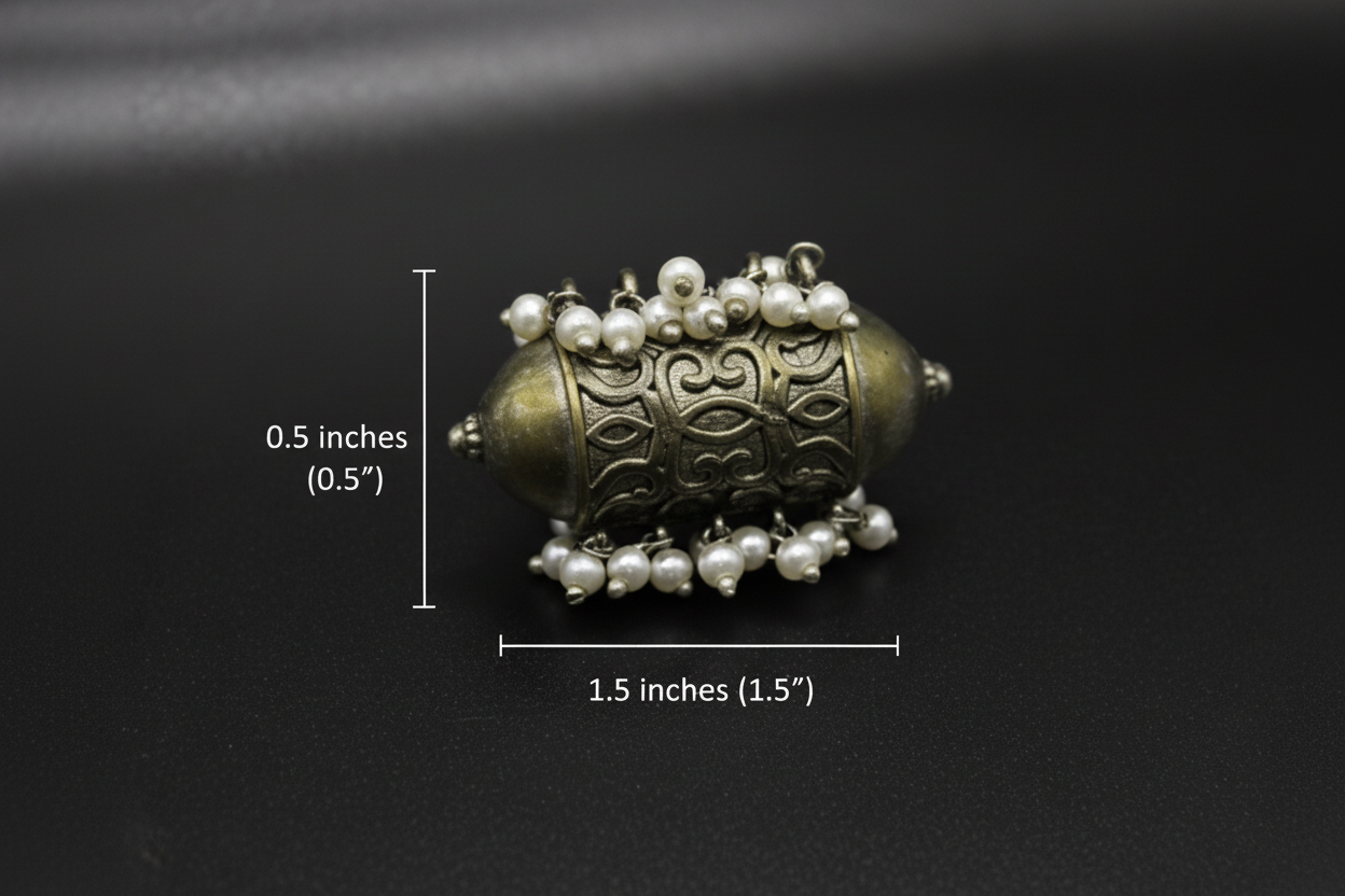 Antique Silver Temple Ring with Pearl Accents
