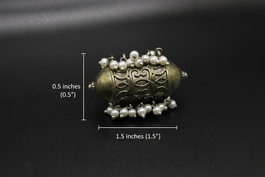 Antique Silver Temple Ring with Pearl Accents