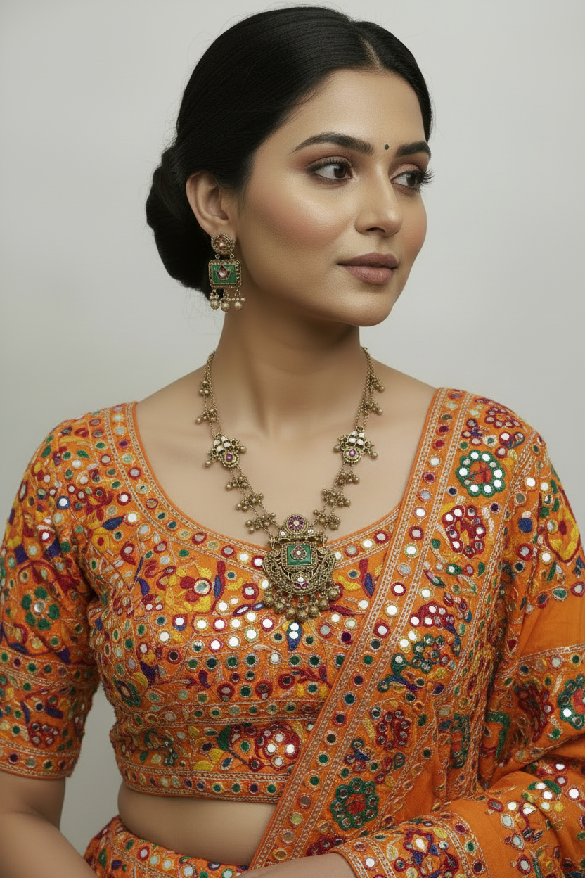 Temple Jewelry Necklace Set with Chandbali Earrings