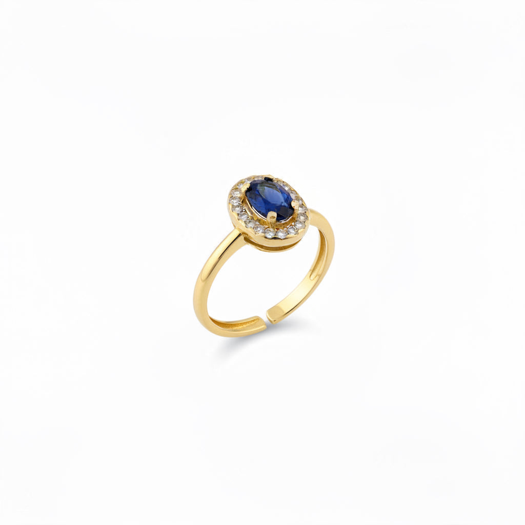 blue cz 18k gold plated open band ring white background 