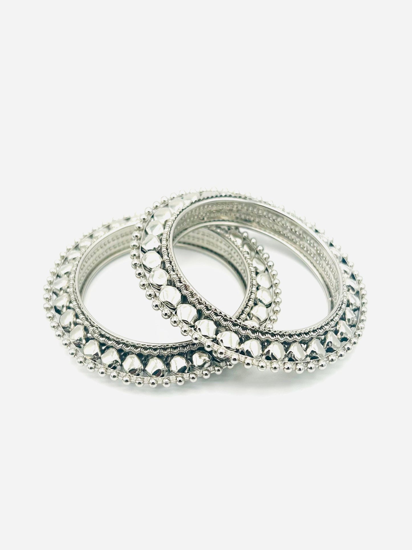 Traditional Ghungroo Style Bangles Pair with Polki Kundan Accents Wristwear