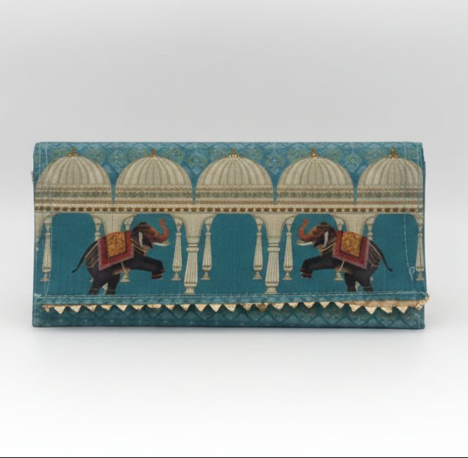 Decorative elephant pattern of a building gift envolope on a white background