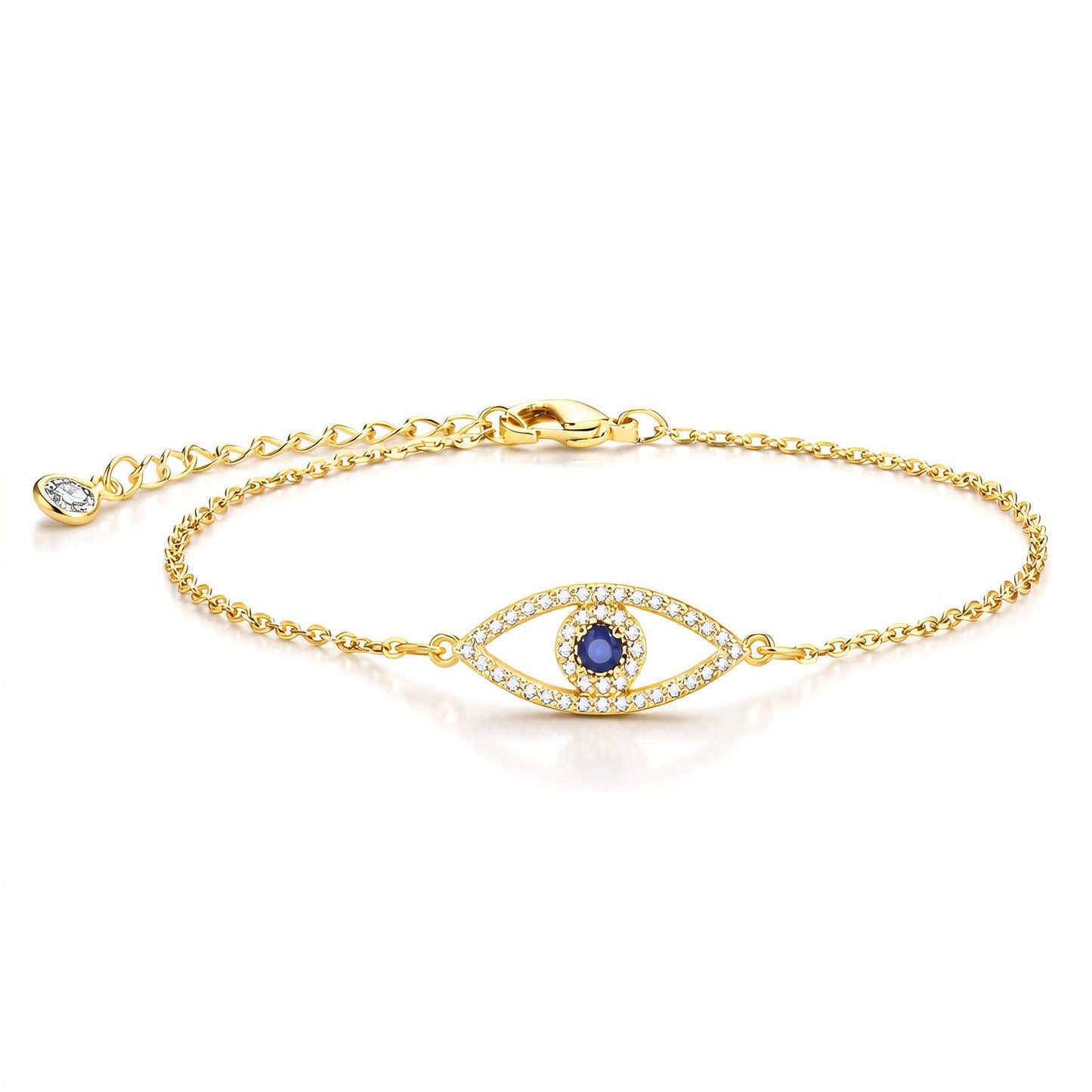 Evil Eye CZ Charm Chain Bracelet | 18K Gold Plated