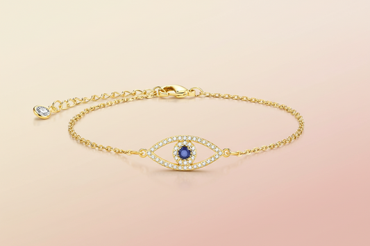 Evil Eye CZ Charm Chain Bracelet | 18K Gold Plated