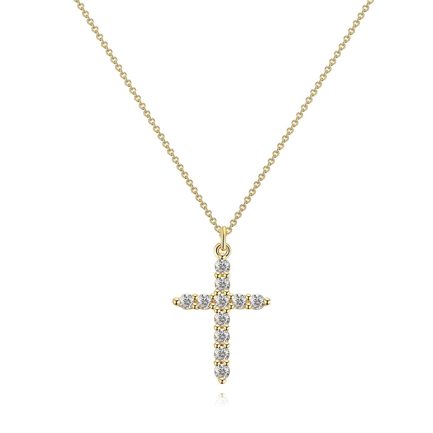 Pave CZ Cross Pendant Necklace | 18K Gold Plated
