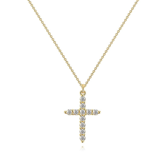 Pave CZ Cross Pendant Necklace | 18K Gold Plated