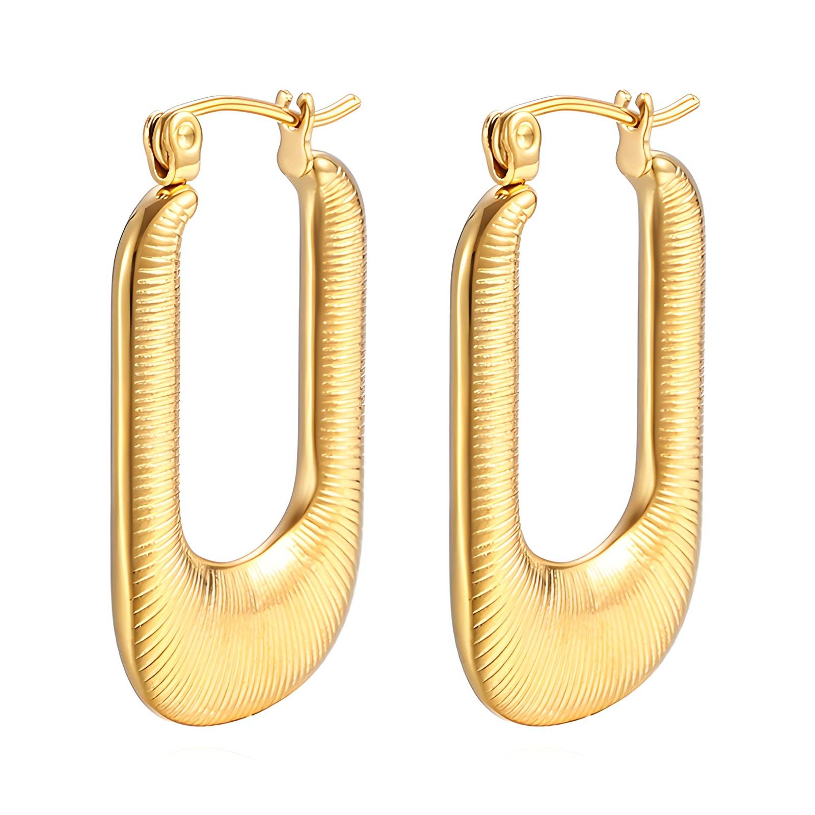 Gold hoop earrings on a white background