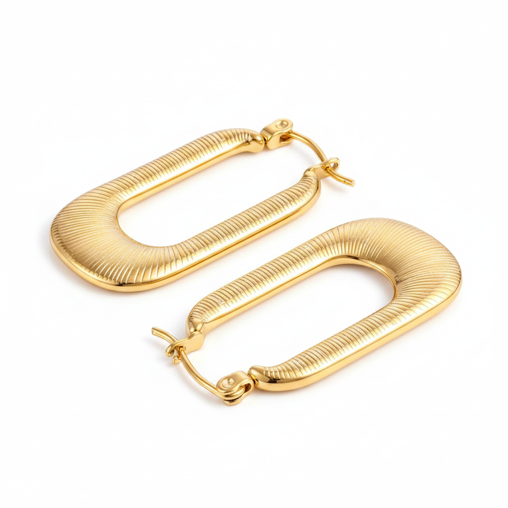 18k Gold plated antique hoop earrings on a white background