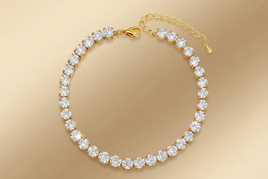 Single-Row Large Round CZ Tennis Bracelet | 18K Gold Plated
