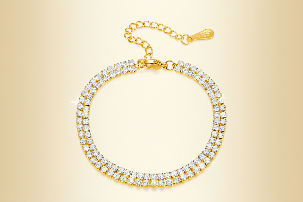 Double-Row CZ Tennis Bracelet | 18K Gold Plated