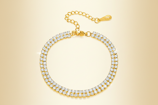Double-Row CZ Tennis Bracelet | 18K Gold Plated