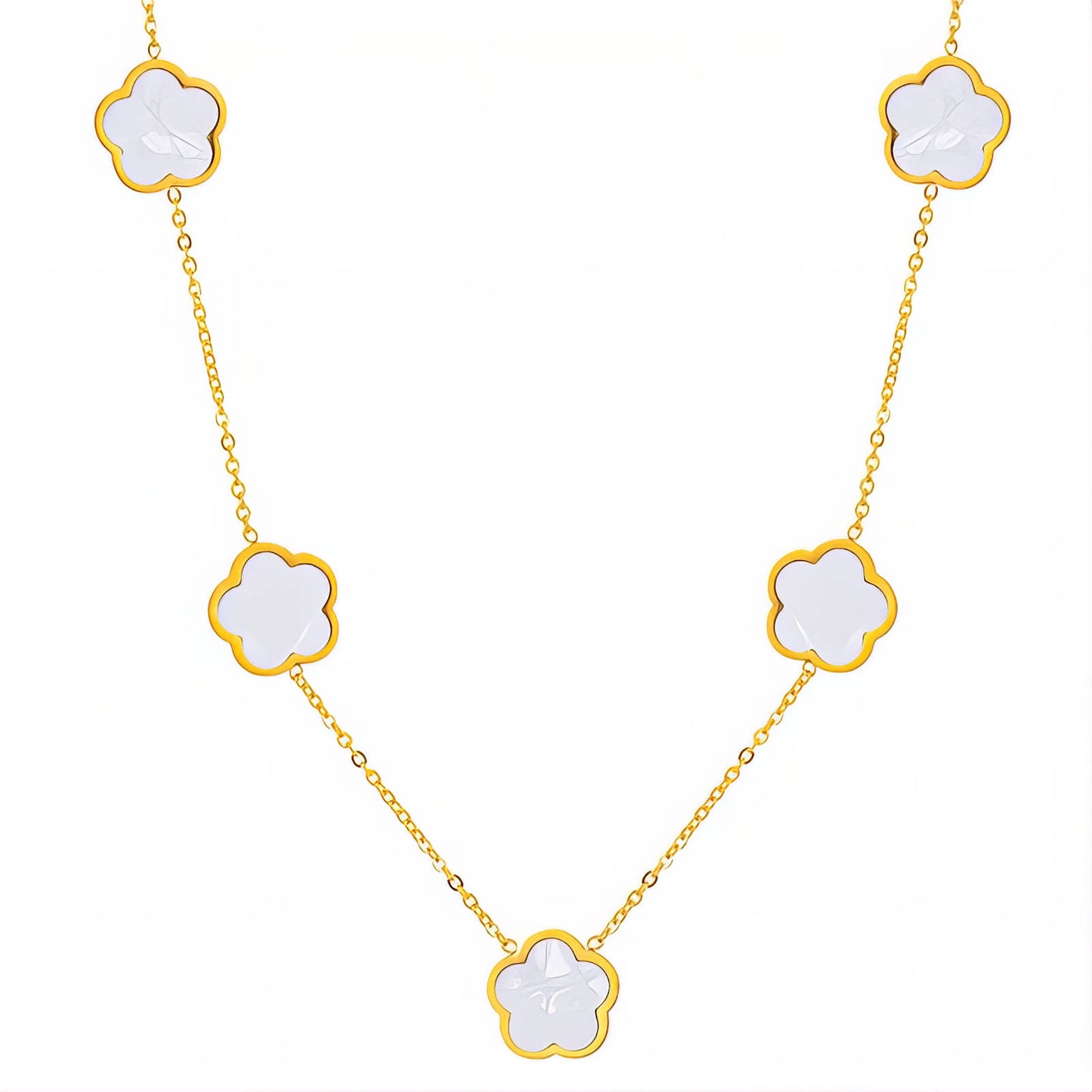 5-Station Flower Charm Necklace | 18K Gold Plated