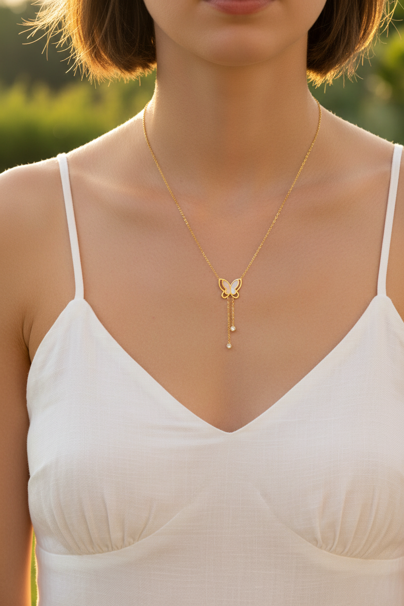 Butterfly Lariat Y-Necklace | 18K Gold Plated