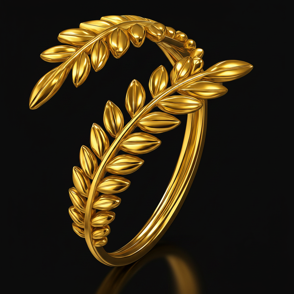 Double Laurel Leaf Wrap Ring 18K Gold Plated