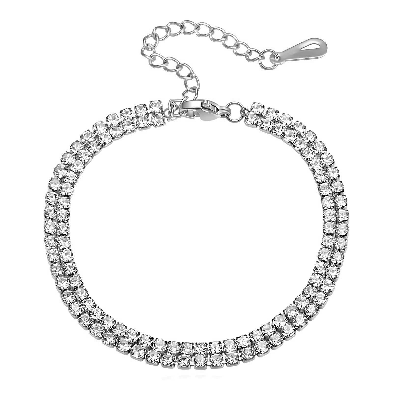 Tennis Bracelet  with clear gemstones on a white background
