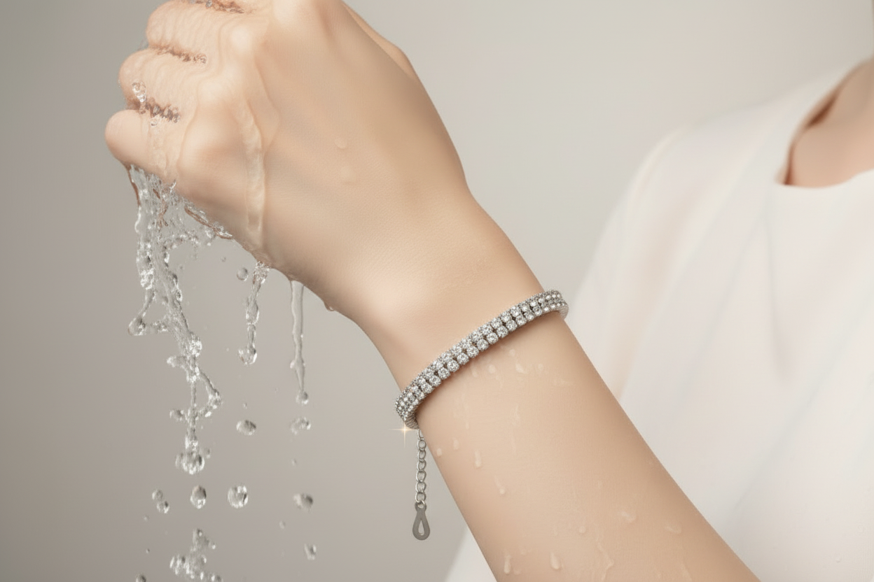 Double-Row CZ Tennis Bracelet | Silver | Stainless Steel