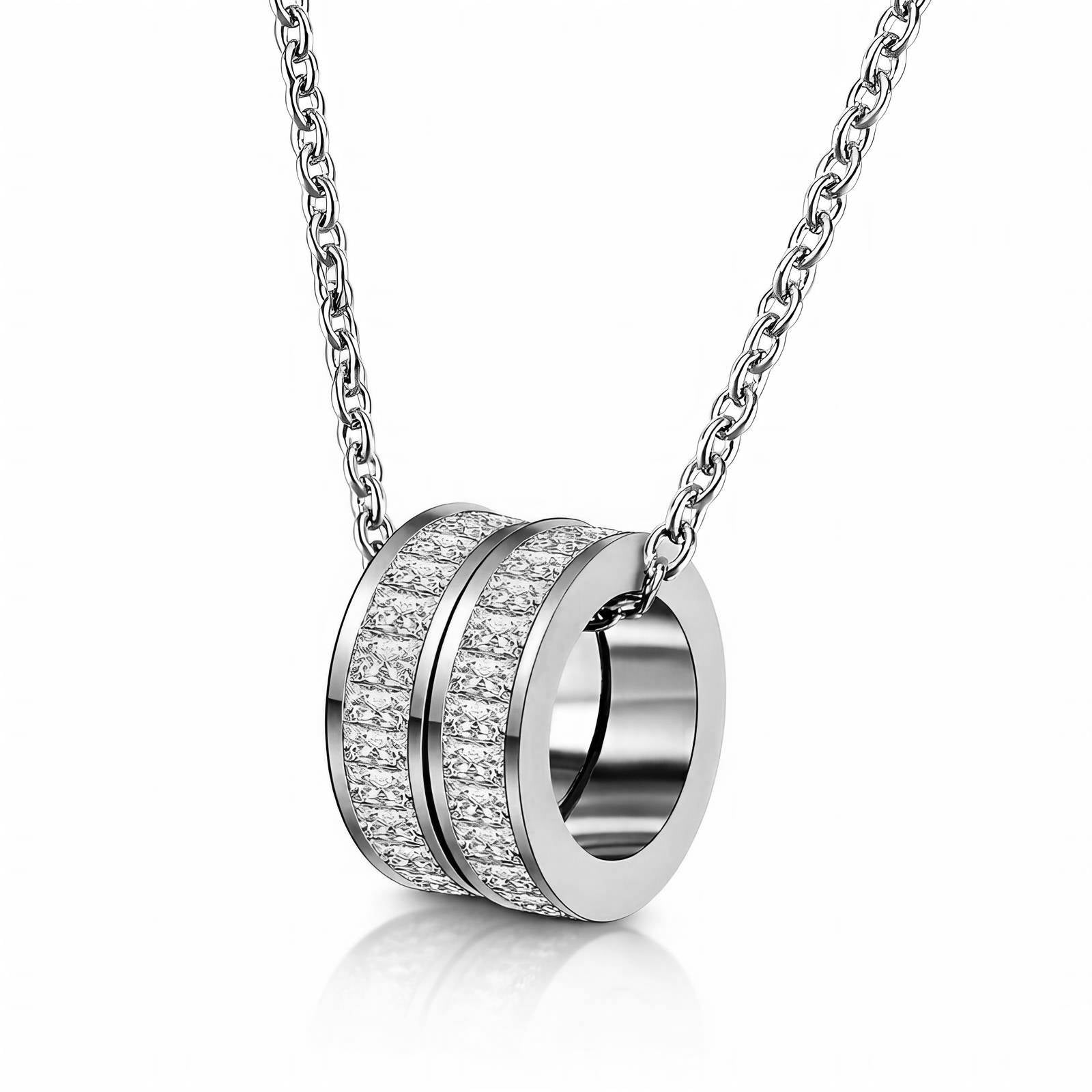 anti tarnish Silver necklace with a circular pendant on a white background