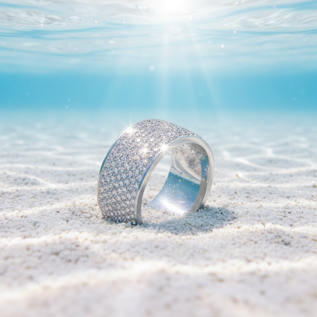 Full Pave CZ Wide Band Ring | Silver | Stainless Steel
