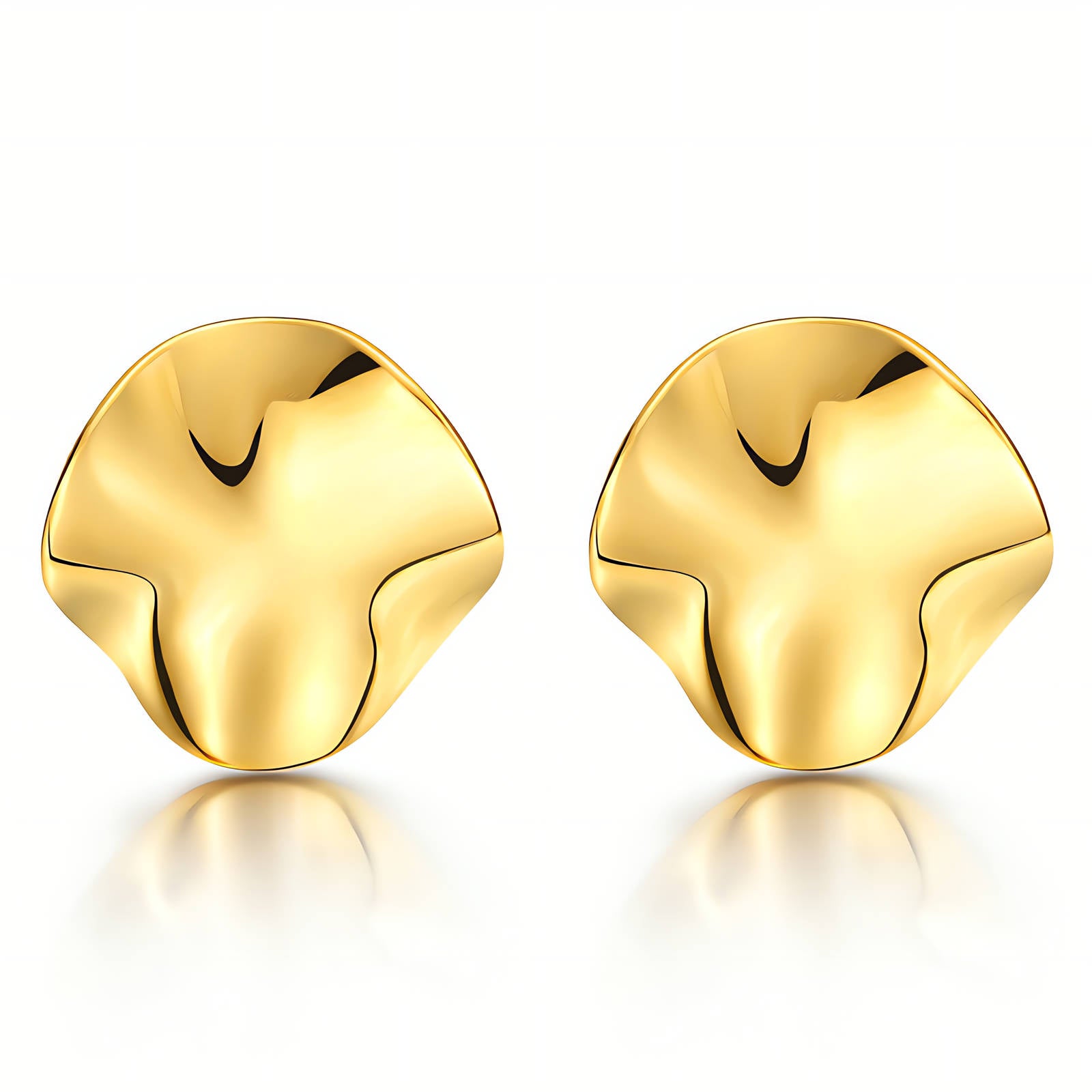 Pair of gold earrings on a white background