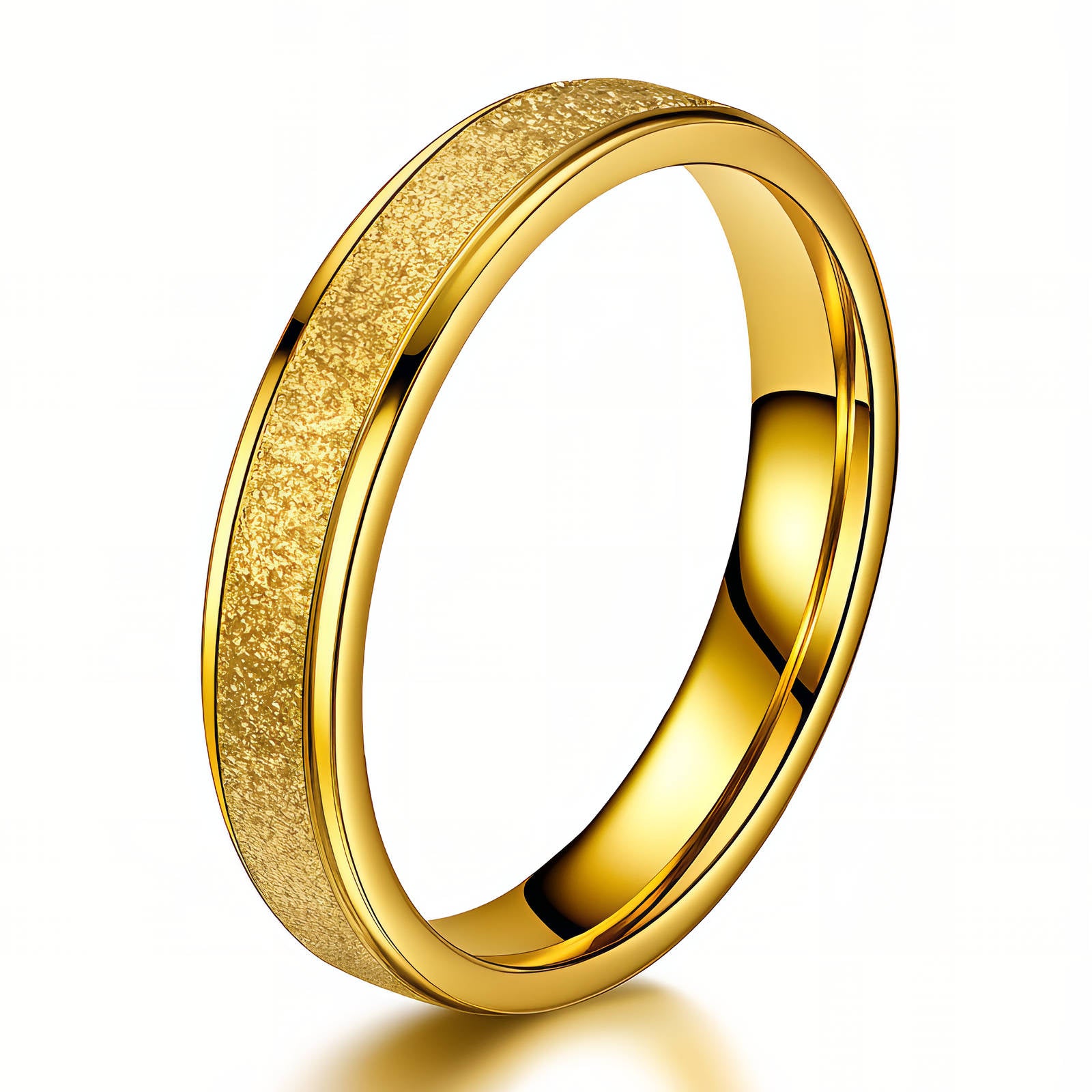 water proof Gold plated ring with textured surface on a white background