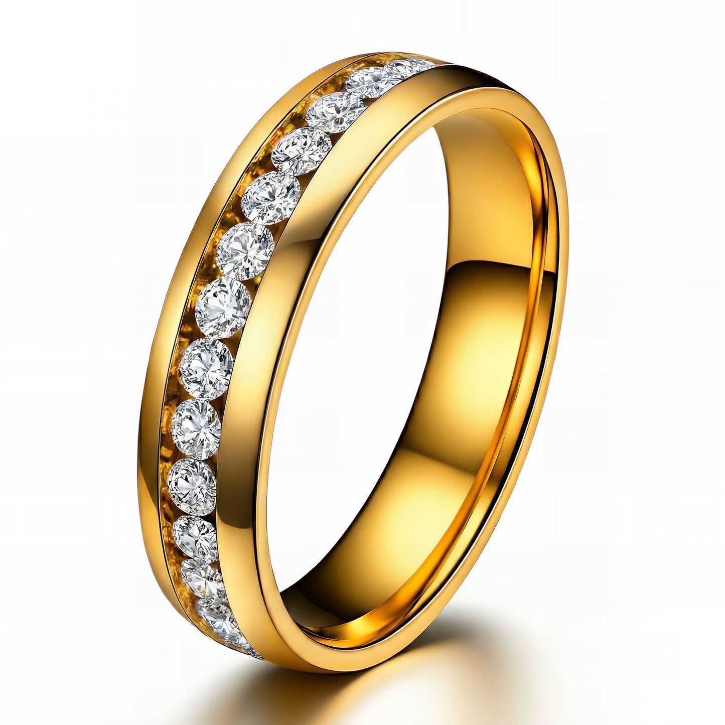 CZ Eternity Band Ring | 18K Gold Plated | Stainless Steel