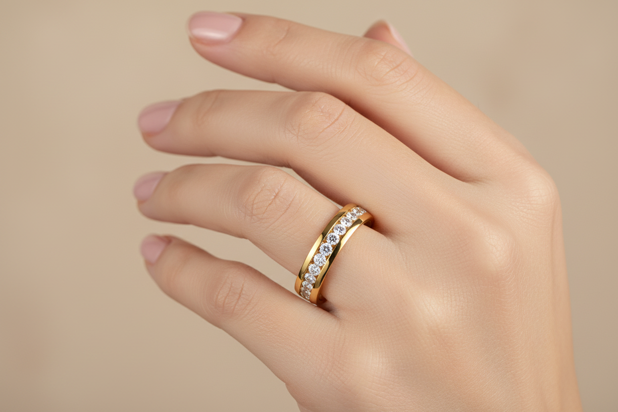 CZ Eternity Band Ring | 18K Gold Plated | Stainless Steel
