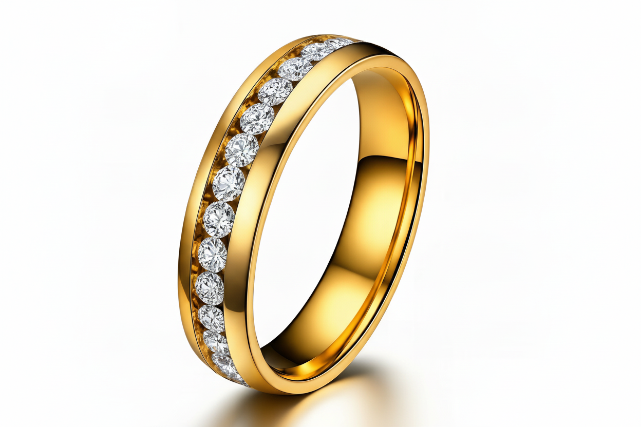 CZ Eternity Band Ring | 18K Gold Plated | Stainless Steel