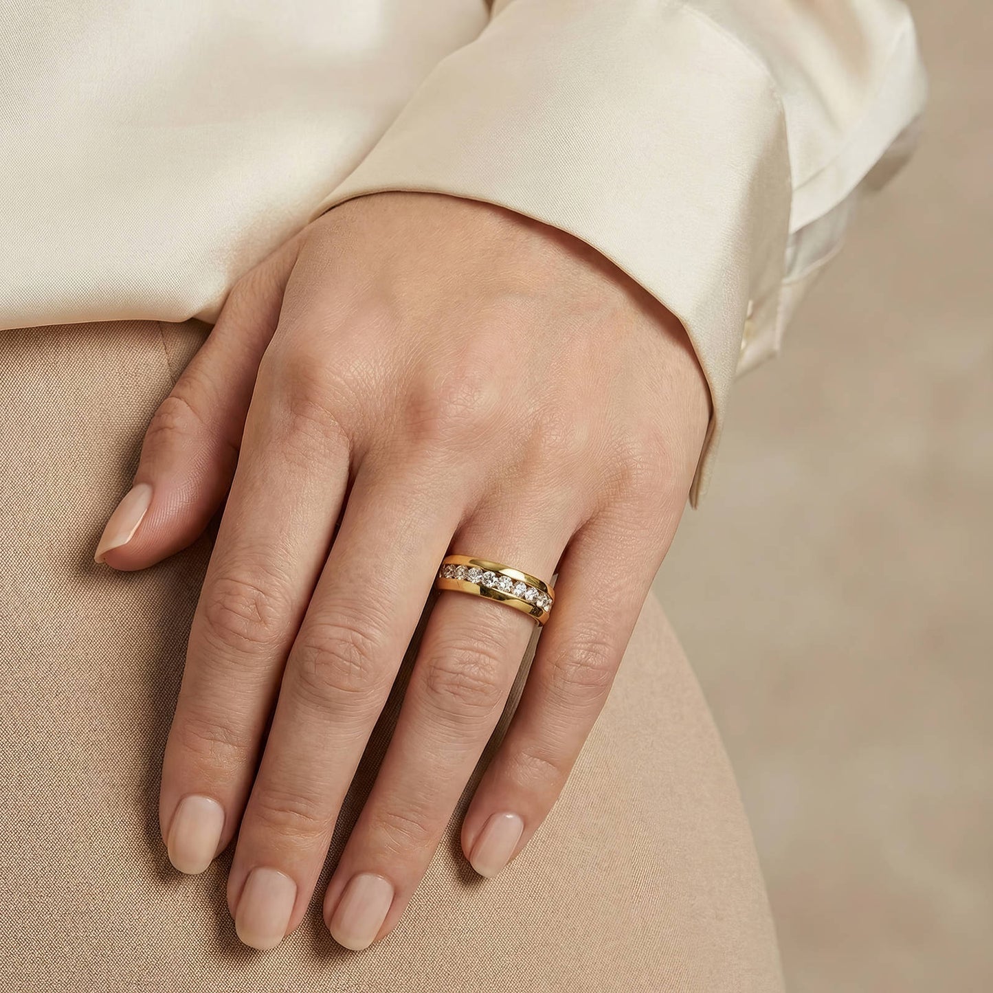 CZ Eternity Band Ring | 18K Gold Plated | Stainless Steel