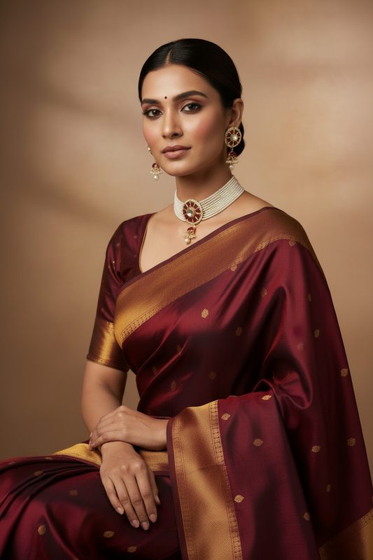 Maharani Kundan Choker Set Multi Strand Pearl Bib Necklace and Chandelier Earrings Indian Bridal Jewelry