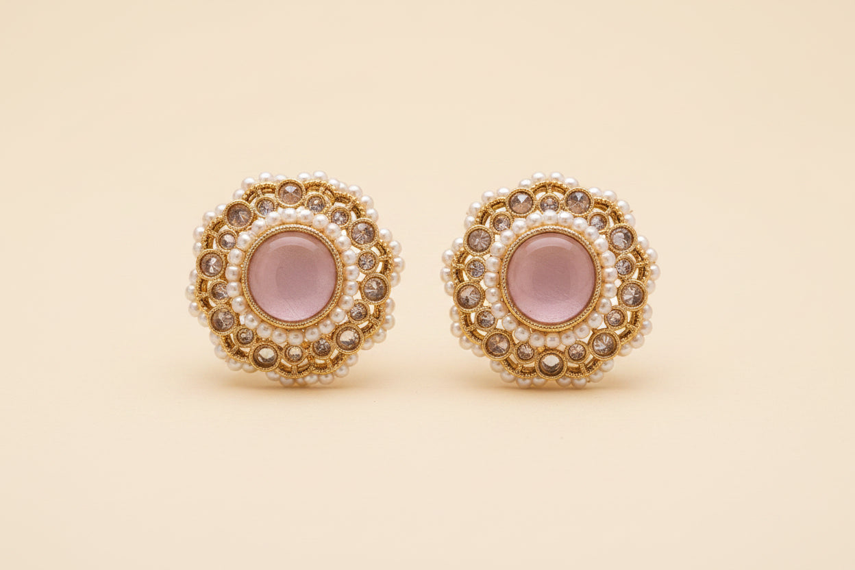 Antique Tops with Mehndi Plating Multi-Color stones and pearls beads Traditional Earrings